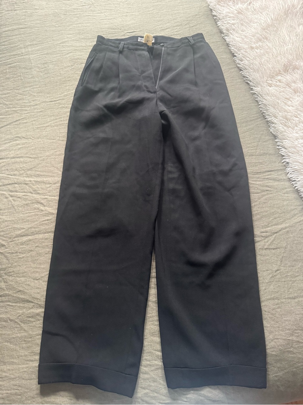 Emporio Armani Black Tailored Wide-Leg Trousers